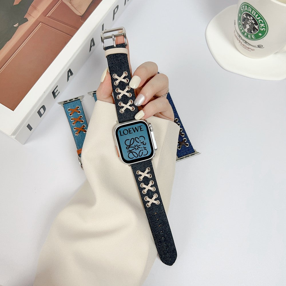 Mega Fed Metal Og Nylon Universal Rem passer til Apple Smartwatch - Sort#serie_1