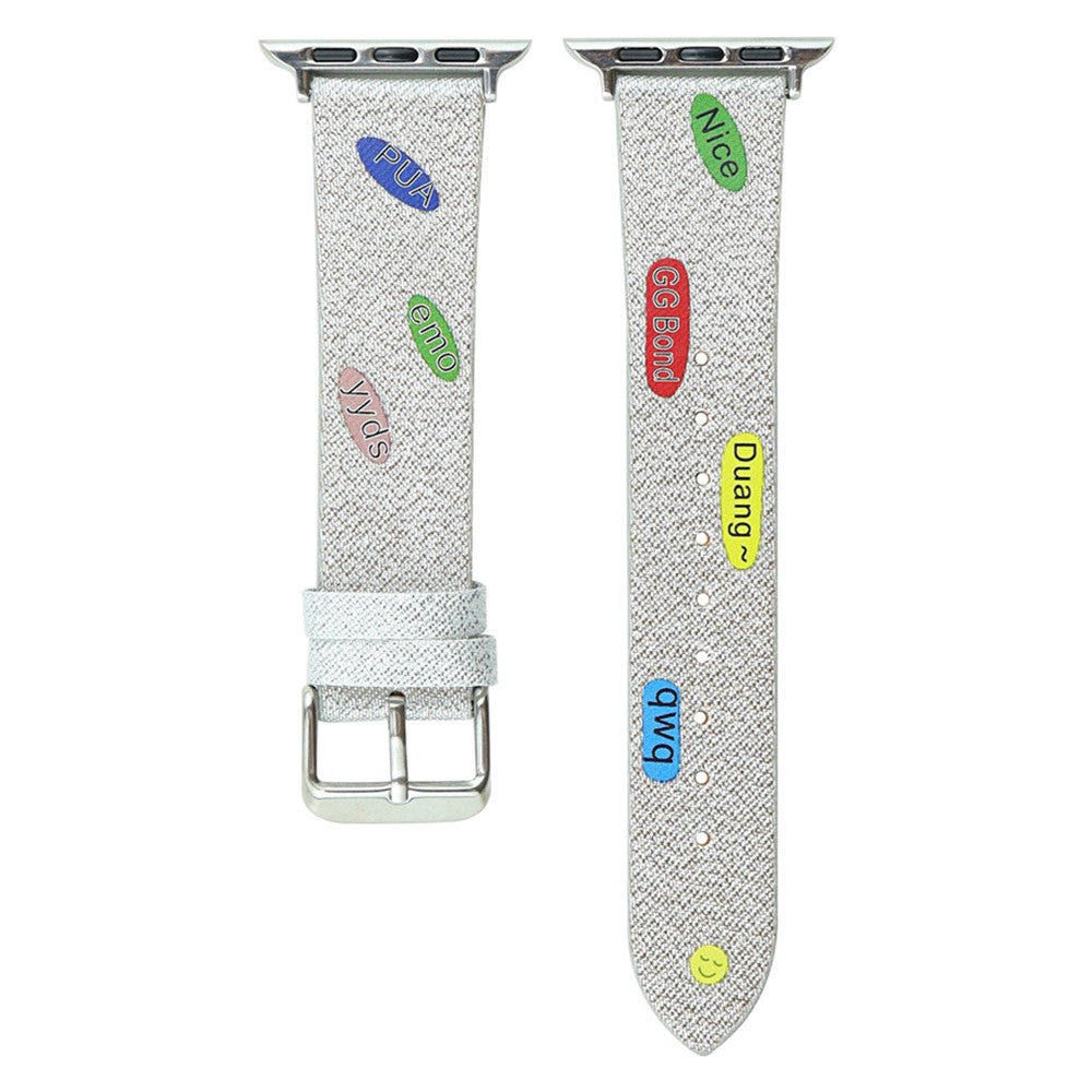Apple Watch Series 9 45mm / Ultra 2 cute words nylon strap - Silver#serie_3
