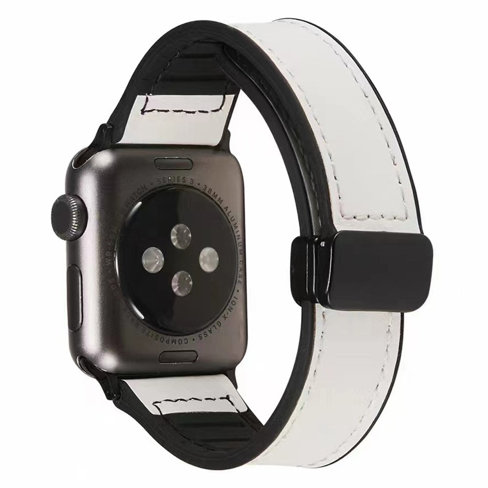 Godt Kunstlæder Og Silikone Universal Rem passer til Apple Smartwatch - Hvid#serie_2
