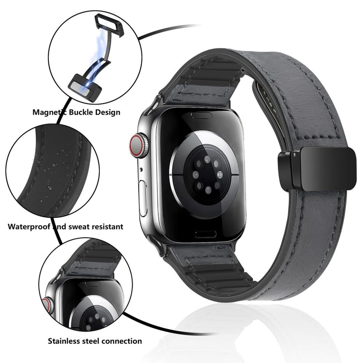 Godt Kunstlæder Og Silikone Universal Rem passer til Apple Smartwatch - Brun#serie_8