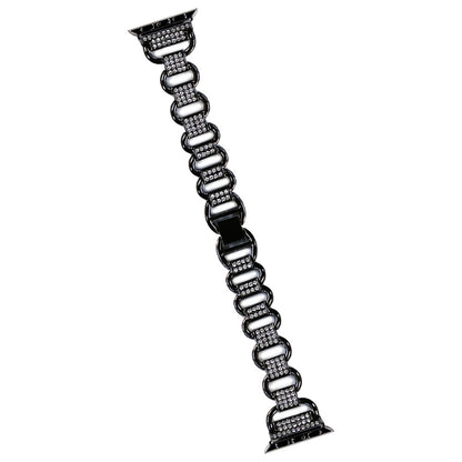 Apple Watch Series 9 45mm / Ultra 2 rhinestone décor metal strap - Black#serie_1