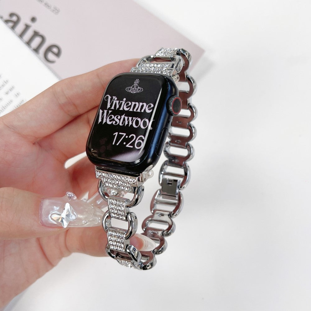 Tidsløst Metal Og Rhinsten Universal Rem passer til Apple Smartwatch - Sølv#serie_2