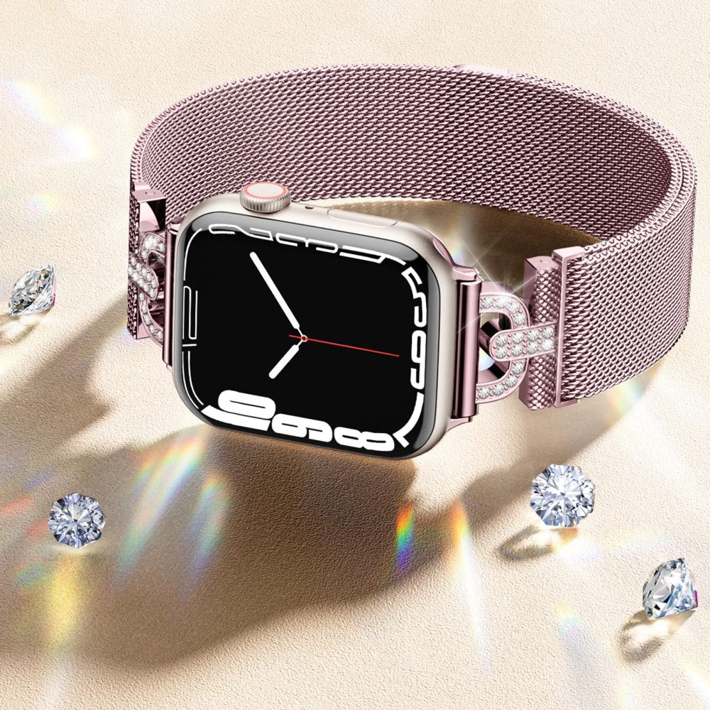 Meget Cool Metal Og Rhinsten Universal Rem passer til Apple Smartwatch - Pink#serie_1