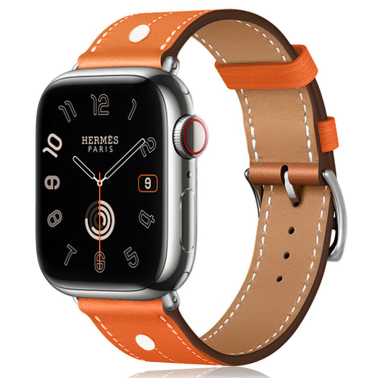 Super Skøn Ægte Læder Universal Rem passer til Apple Smartwatch - Orange#serie_2