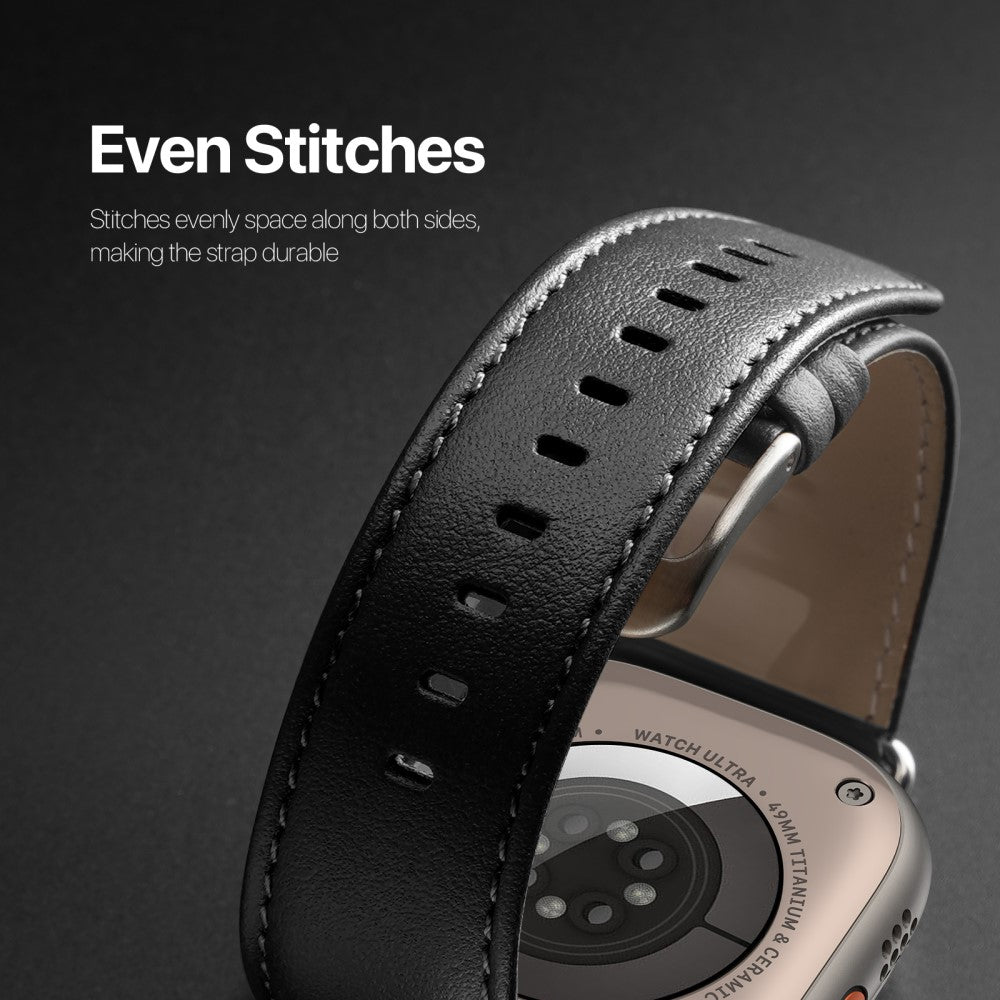 Skøn Metal Og Kunstlæder Universal Rem passer til Apple Smartwatch - Sort#serie_1