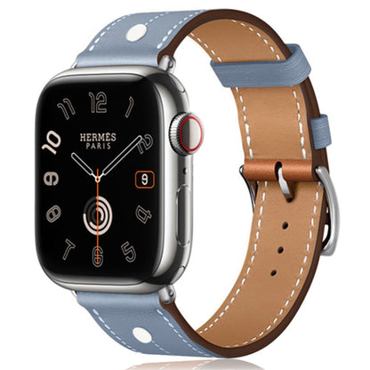 Apple Watch Series 41mm / 40mm / 38mm Rivet Decor Watch Band Genuine Cow Leather Strap - Baby Blue#serie_7