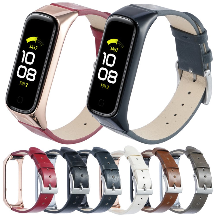 Meget Smuk Ægte Læder Rem passer til Samsung Galaxy Fit 2 - Sort#serie_5