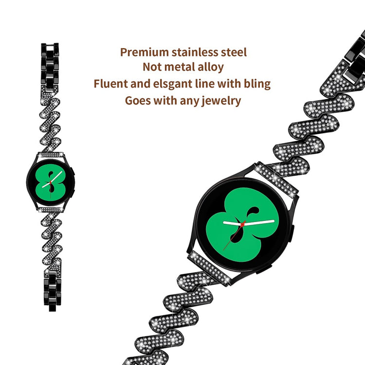 Supercool Metal Og Rhinsten Universal Rem passer til Smartwatch - Sort#serie_1