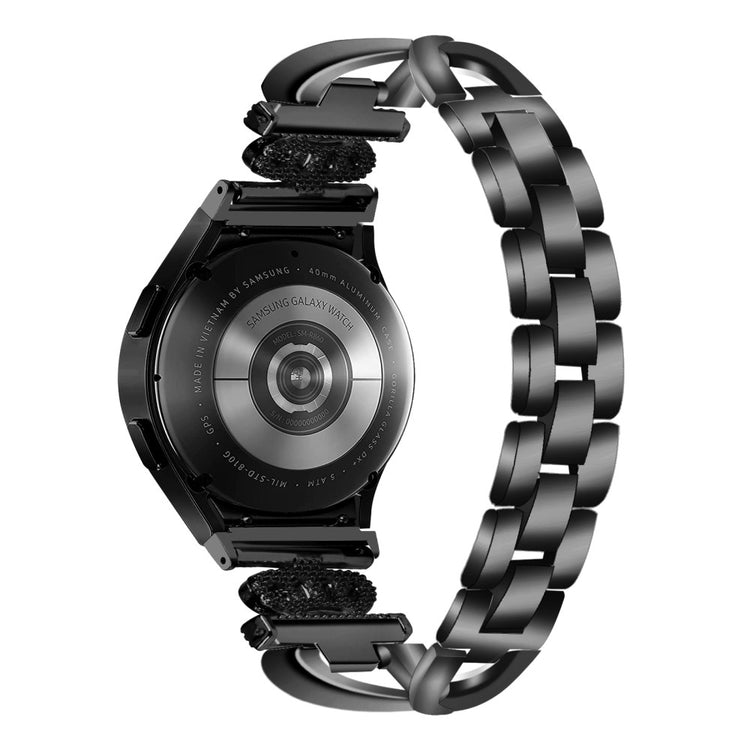 Stilfuld Metal Og Rhinsten Universal Rem passer til Samsung Smartwatch - Sort#serie_1