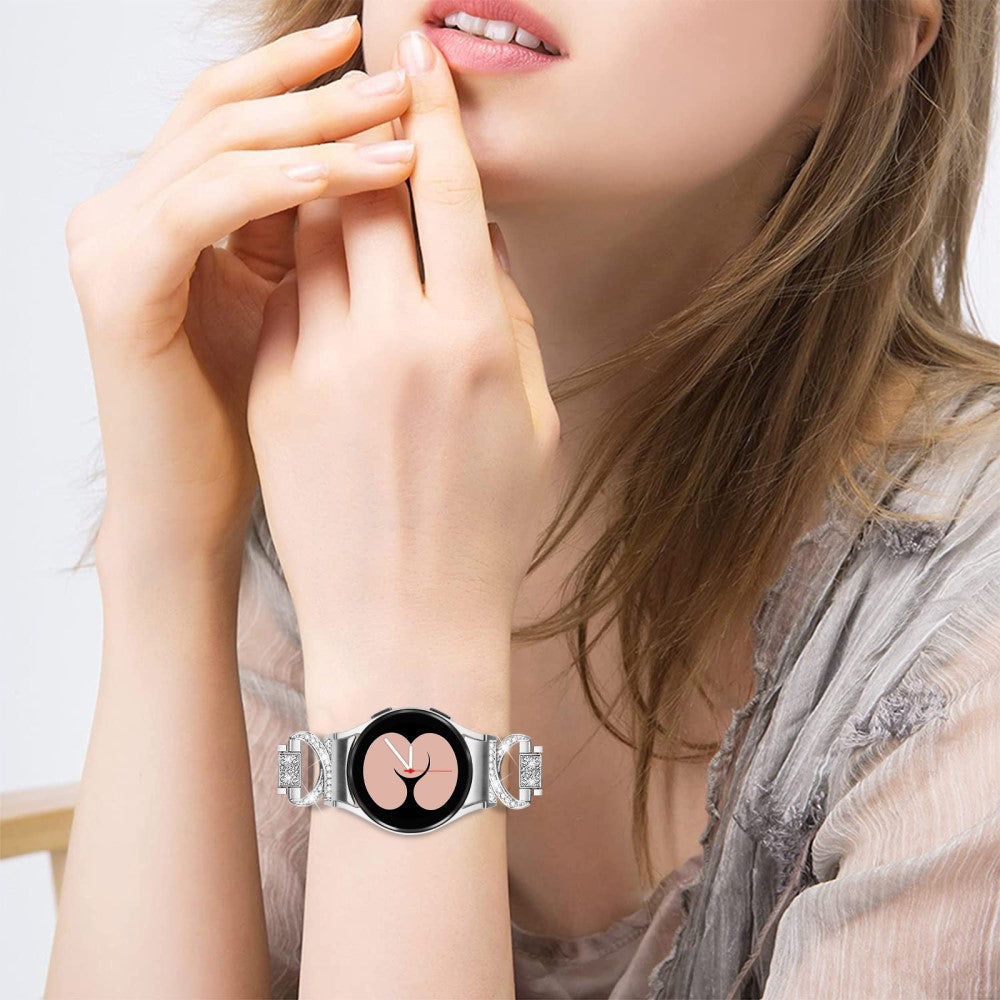 Smuk Metal Og Rhinsten Universal Rem passer til Samsung Smartwatch - Sølv#serie_1