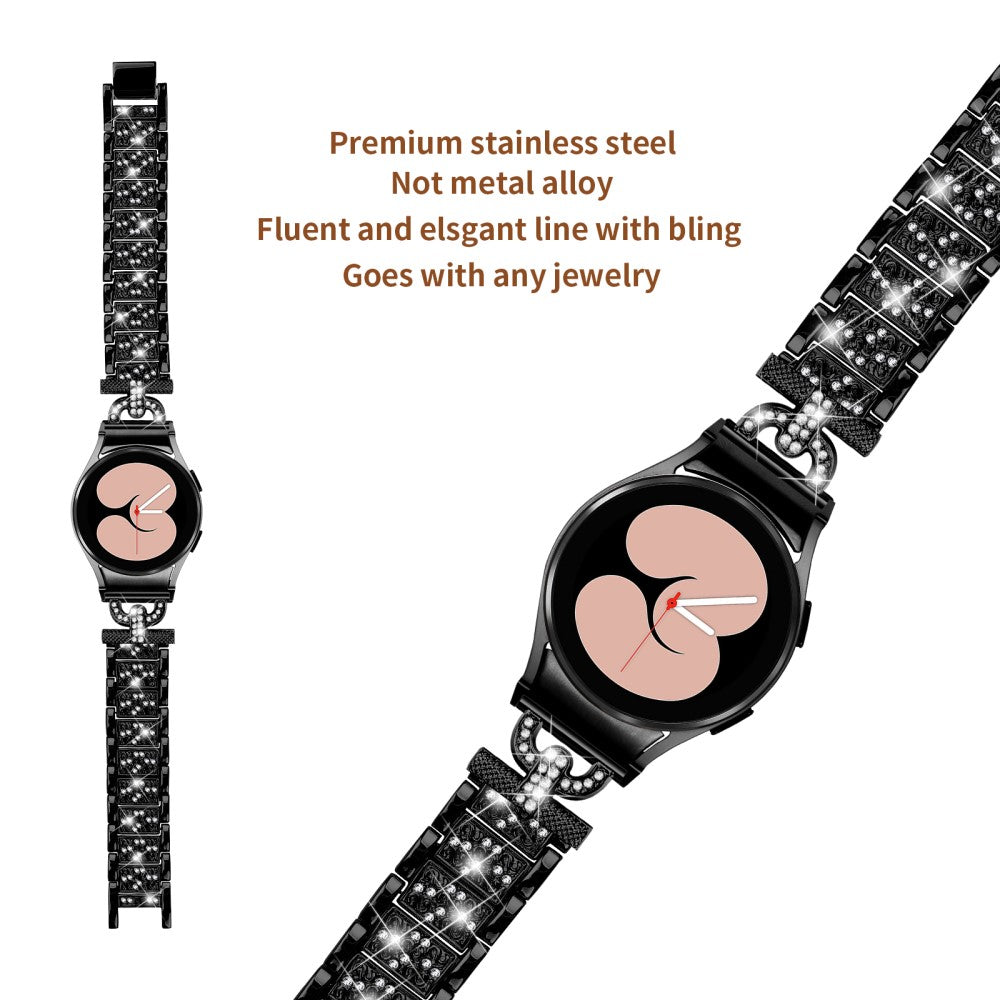 Smuk Metal Og Rhinsten Universal Rem passer til Samsung Smartwatch - Sort#serie_2