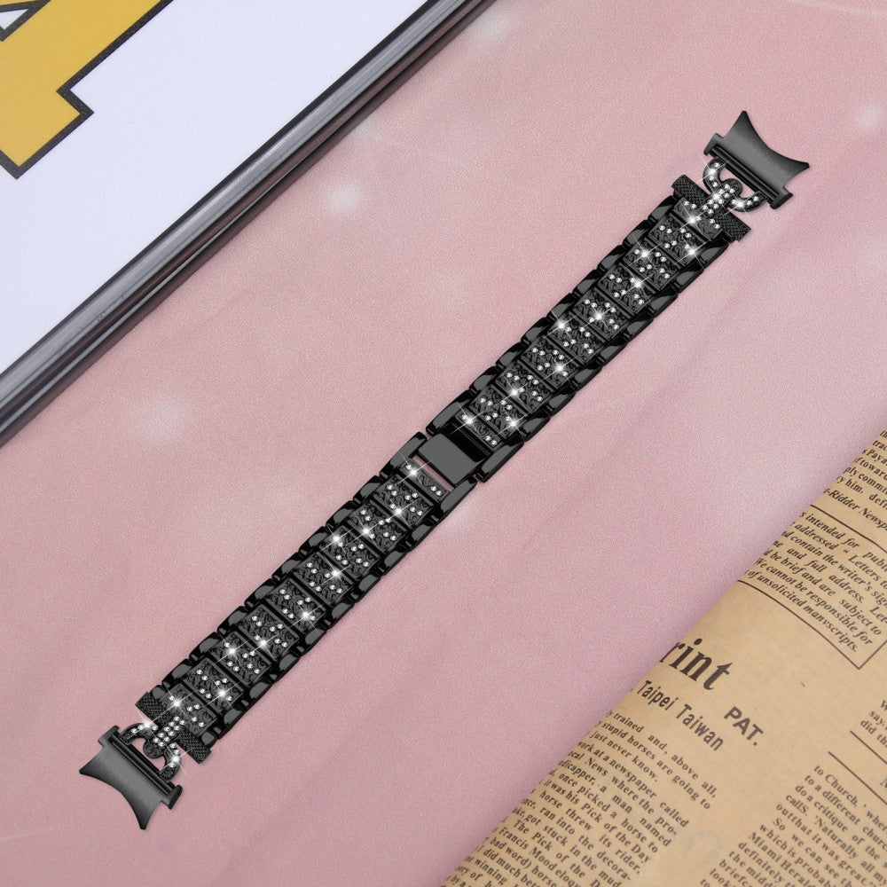 Smuk Metal Og Rhinsten Universal Rem passer til Samsung Smartwatch - Sort#serie_2