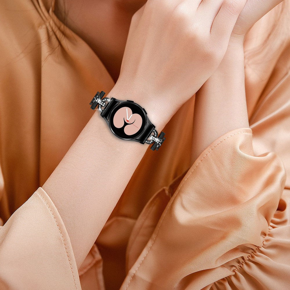 Smuk Metal Og Rhinsten Universal Rem passer til Samsung Smartwatch - Sort#serie_2