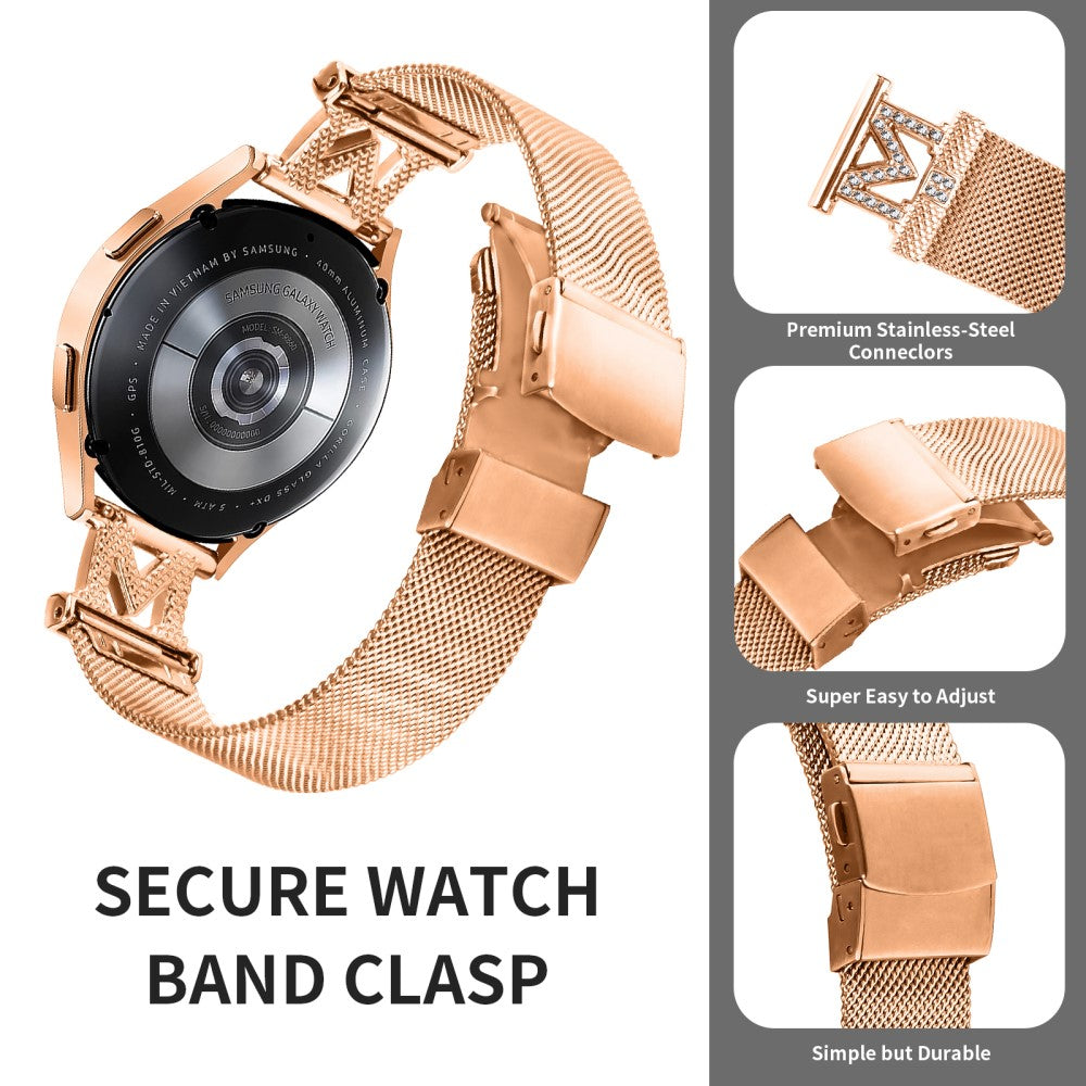 Vildt Flot Metal Og Rhinsten Universal Rem passer til Smartwatch - Pink#serie_2