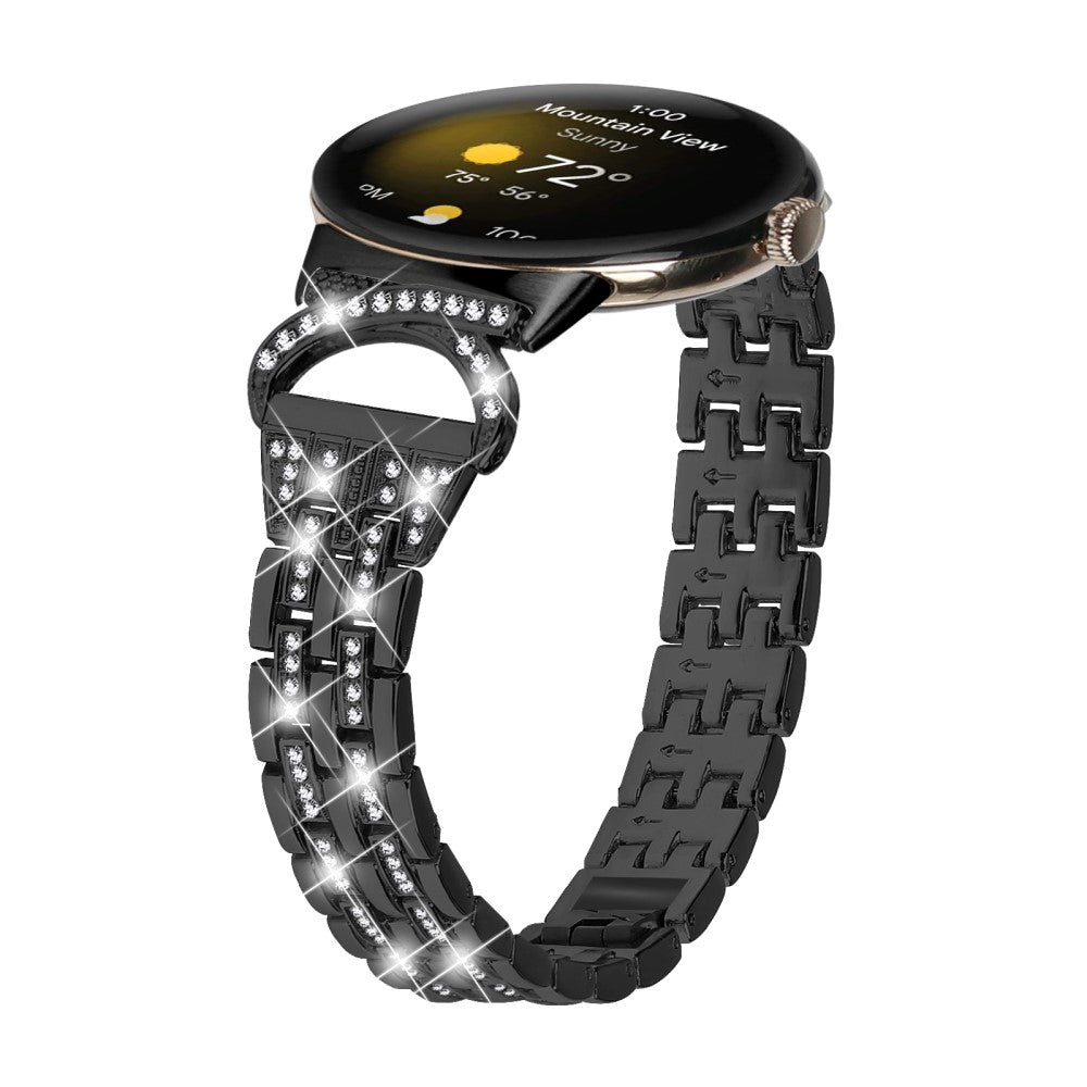 Meget Cool Metal Og Rhinsten Rem passer til Google Pixel Watch - Sort#serie_1