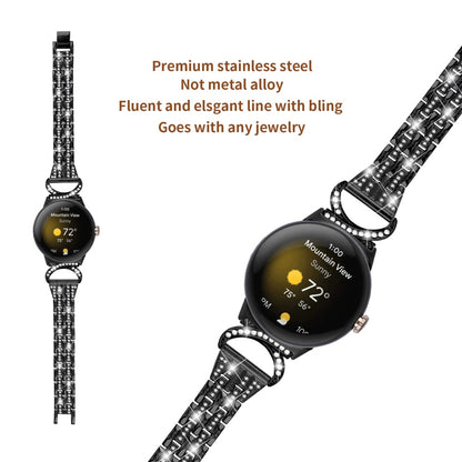 Meget Cool Metal Og Rhinsten Rem passer til Google Pixel Watch - Sort#serie_1