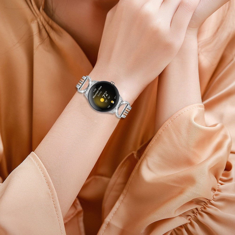 Meget Cool Metal Og Rhinsten Rem passer til Google Pixel Watch - Sølv#serie_3