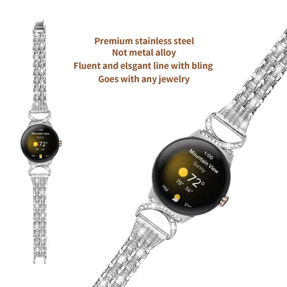 Meget Cool Metal Og Rhinsten Rem passer til Google Pixel Watch - Sølv#serie_4