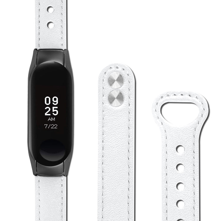 Mega Hårdfør Ægte Læder Rem passer til Xiaomi Smart Band 8 - Hvid#serie_1