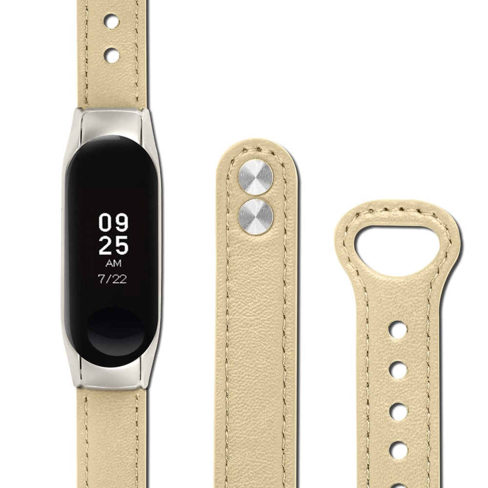 Mega Komfortabel Ægte Læder Rem passer til Xiaomi Smart Band 8 - Beige#serie_5