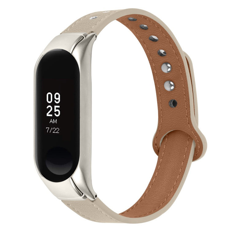 Mega Komfortabel Ægte Læder Rem passer til Xiaomi Smart Band 8 - Beige#serie_7