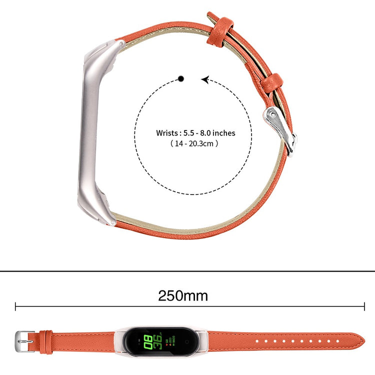 Super Slidstærk Ægte Læder Rem passer til Xiaomi Smart Band 8 - Orange#serie_2
