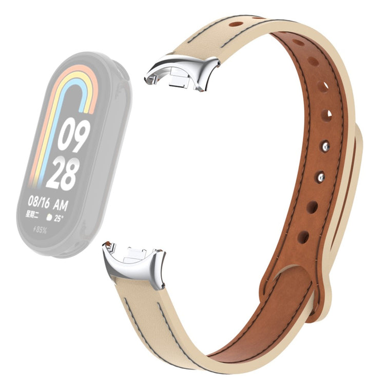 Vildt Rart Ægte Læder Rem passer til Xiaomi Smart Band 8 - Brun#serie_3