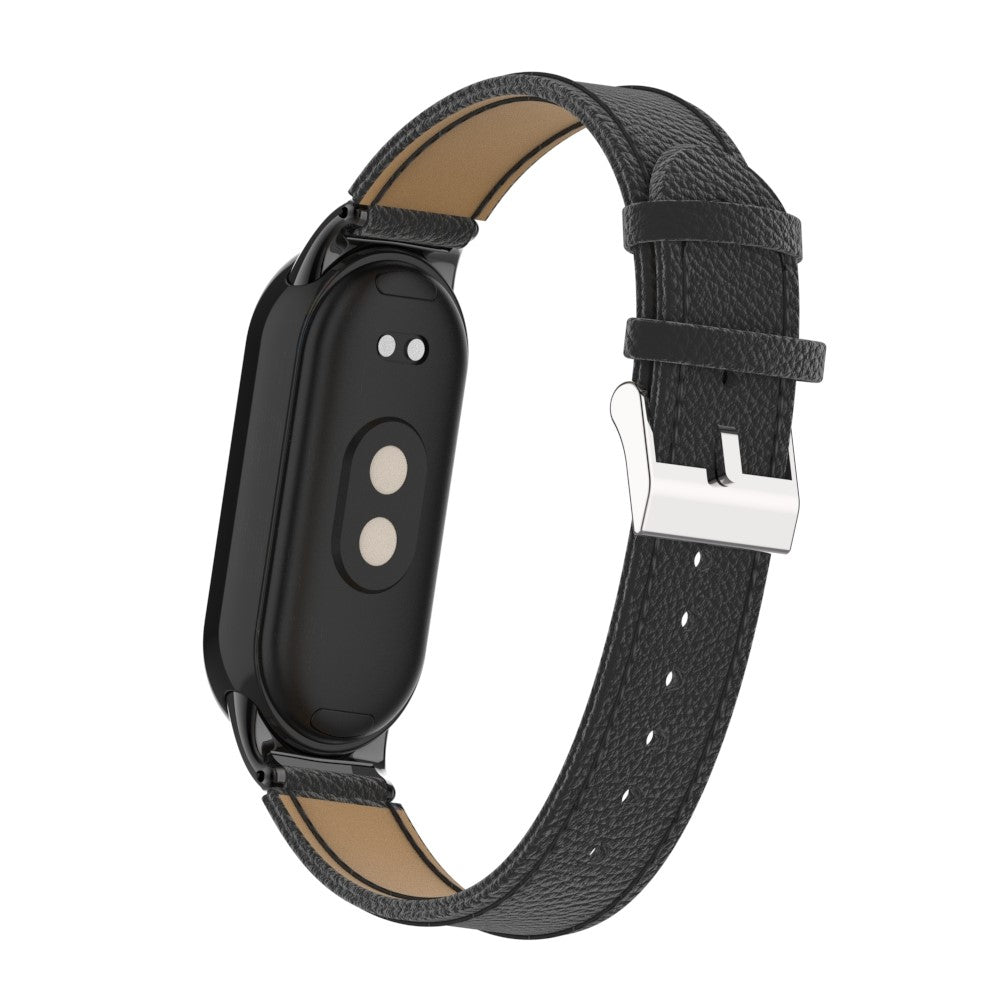 Rigtigt Fed Ægte læder Cover passer til Xiaomi Smart Band 8 - Sort#serie_1