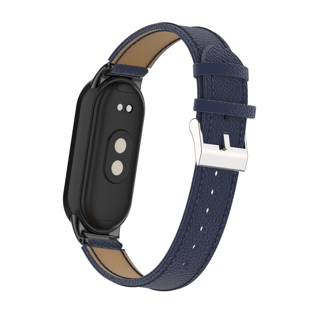 Rigtigt Fed Ægte læder Cover passer til Xiaomi Smart Band 8 - Blå#serie_3