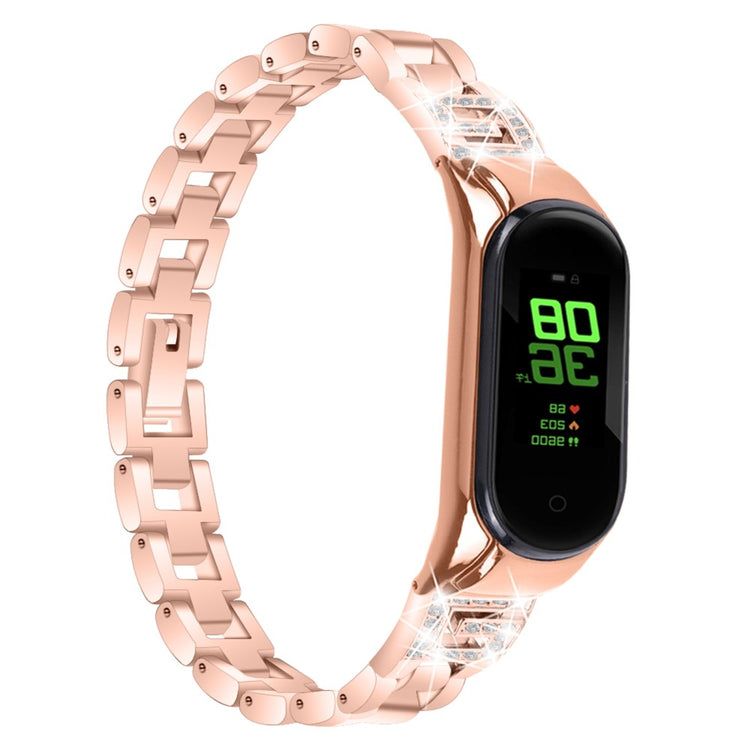 Super Sejt Metal Og Rhinsten Rem passer til Xiaomi Smart Band 8 - Pink#serie_2