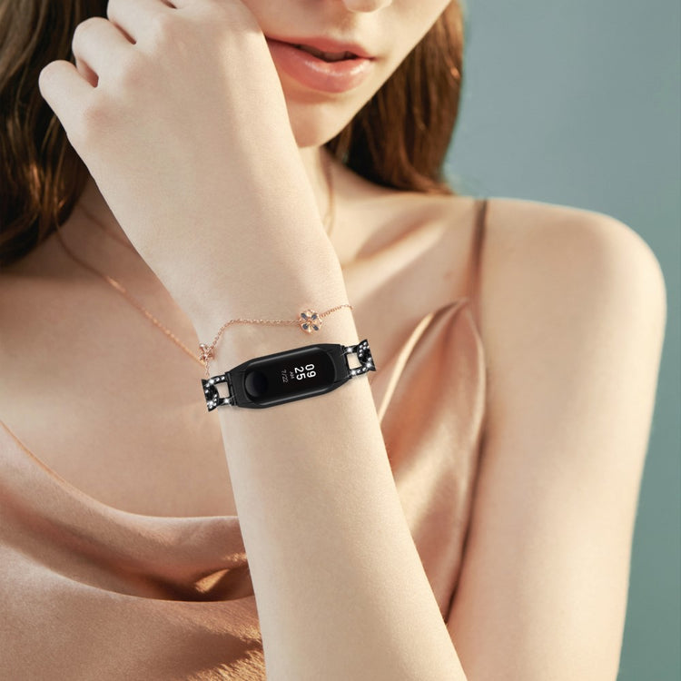 Elegant Metal Og Rhinsten Rem passer til Xiaomi Smart Band 8 - Sort#serie_1