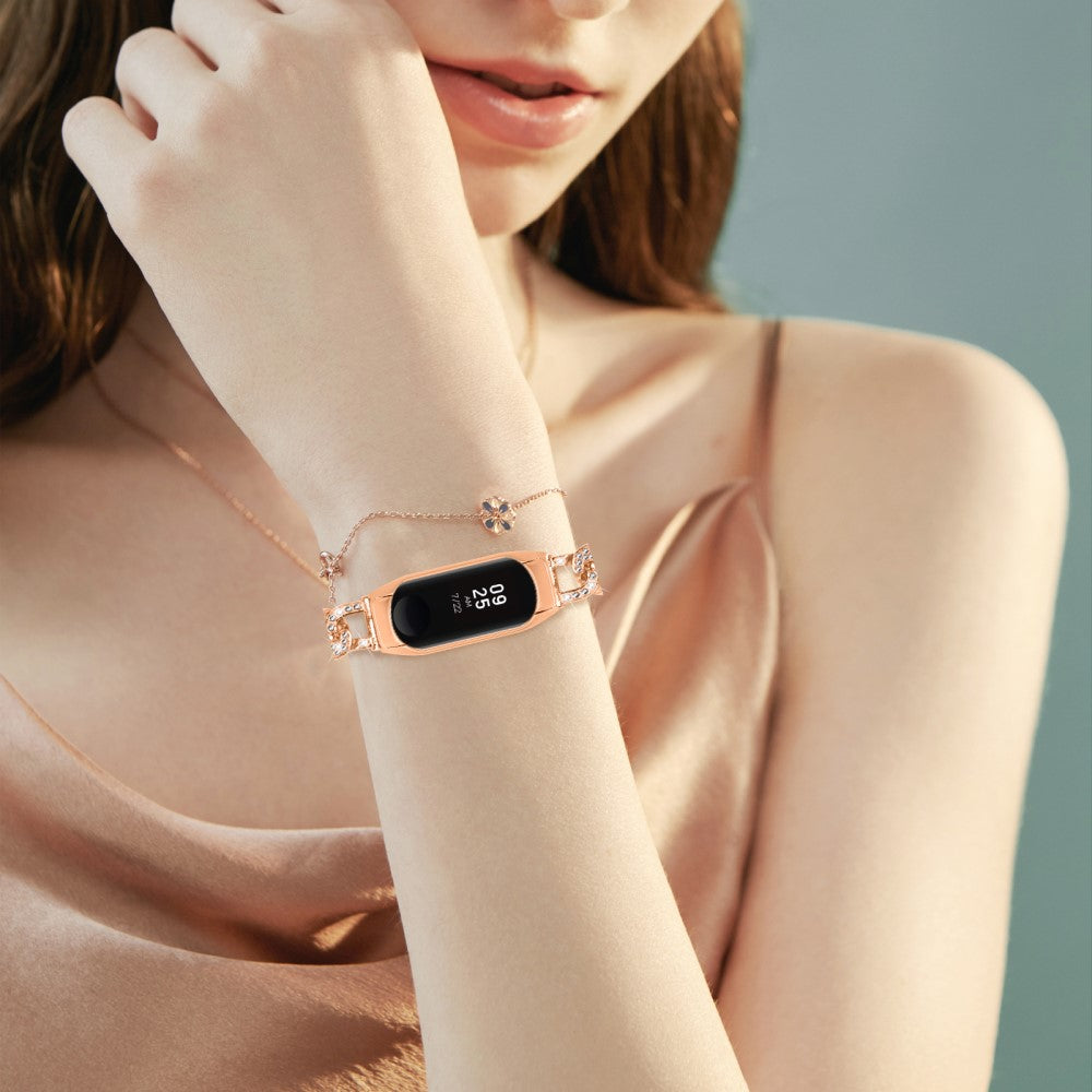 Elegant Metal Og Rhinsten Rem passer til Xiaomi Smart Band 8 - Pink#serie_2