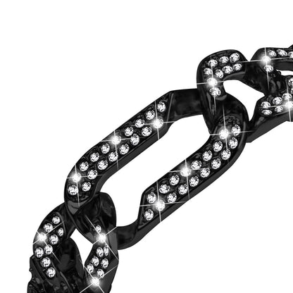 Rigtigt Hårdfør Metal Og Rhinsten Rem passer til Fitbit Luxe - Sort#serie_1