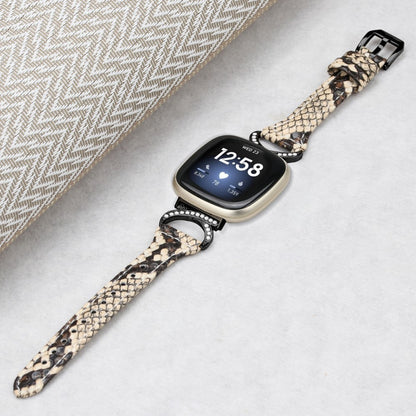Cool Ægte Læder Og Rhinsten Universal Rem passer til Fitbit Smartwatch - Hvid#serie_4