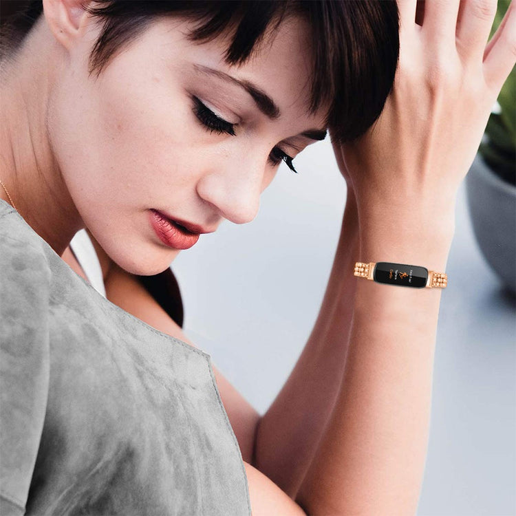 Fint Metal Rem passer til Fitbit Inspire 3 - Pink#serie_2