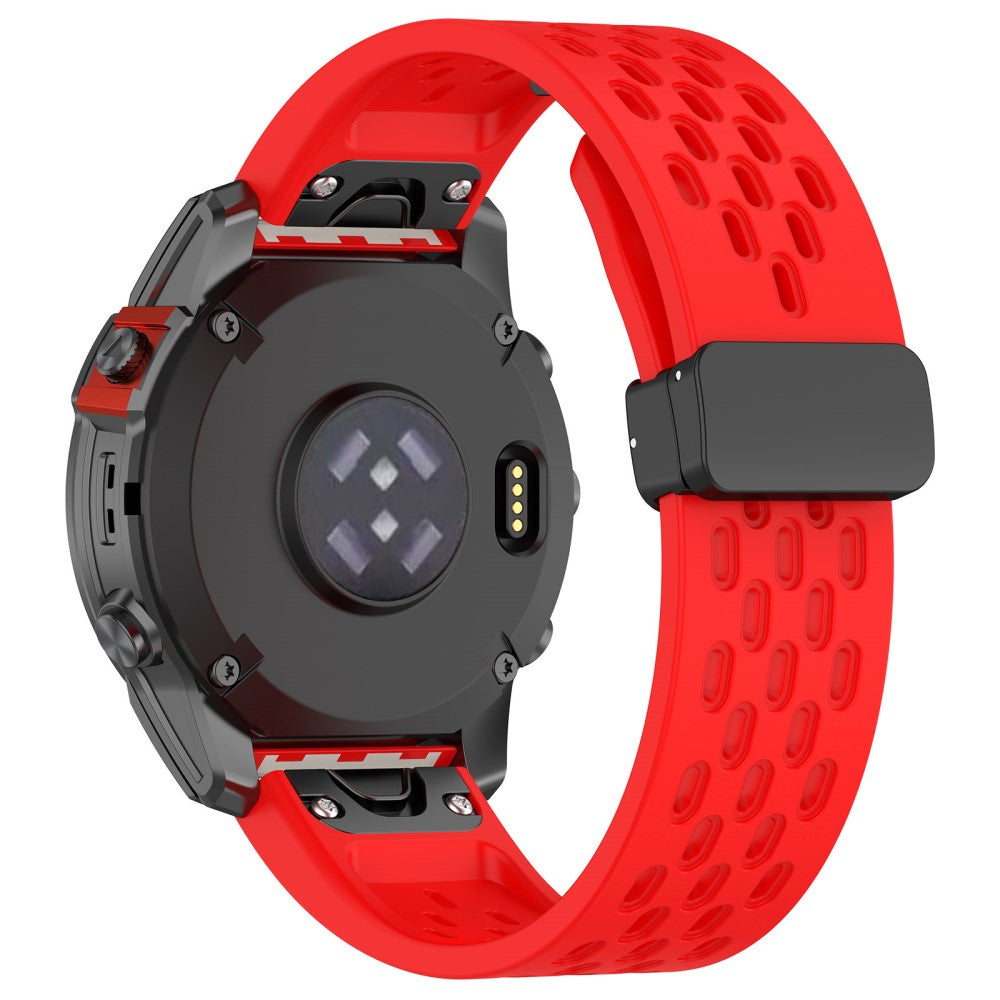 Glimrende Metal Og Silikone Universal Rem passer til Smartwatch - Rød#serie_4