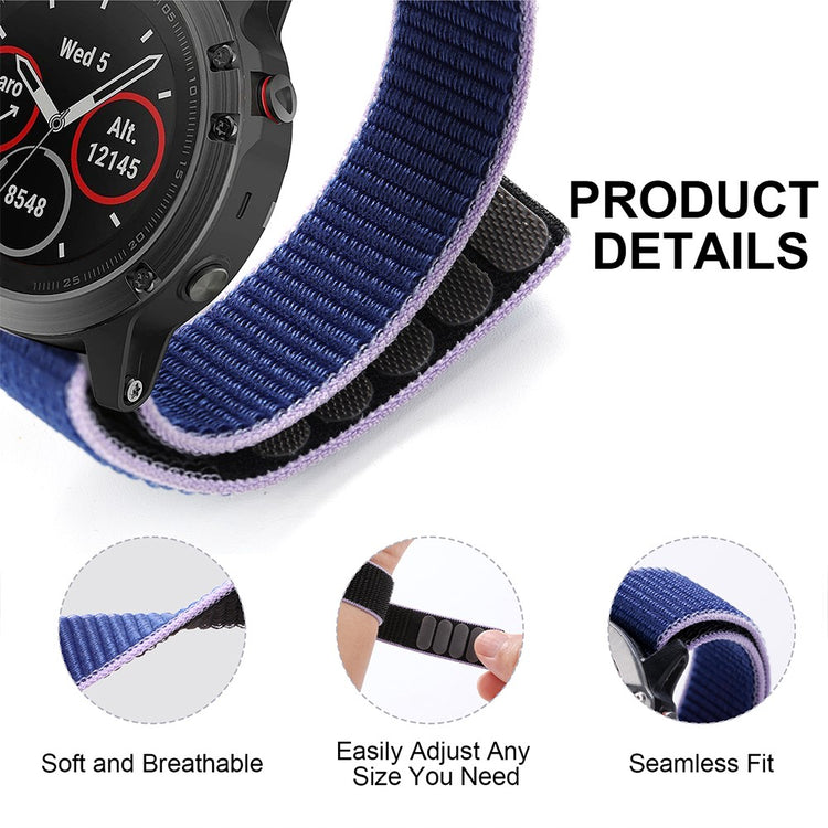 Vildt Sejt Nylon Universal Rem passer til Smartwatch - Sølv#serie_6
