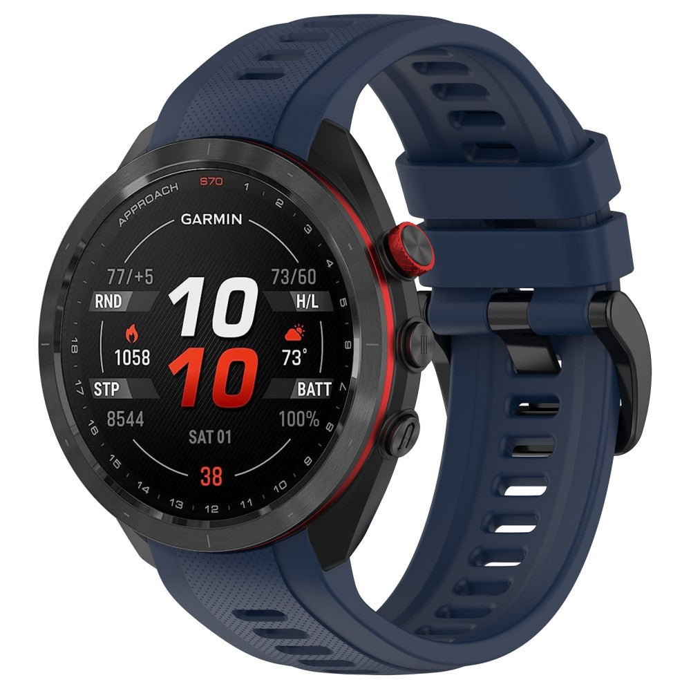 Metal Og Silikone Universal Rem passer til Garmin Approach S70 (42mm) / Garmin Approach S70 Series - Blå#serie_6