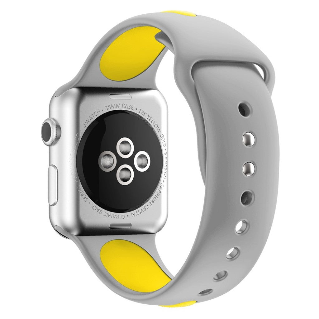 Fed Apple Watch Series 1-3 38mm Silikone Rem - Gul#serie_5