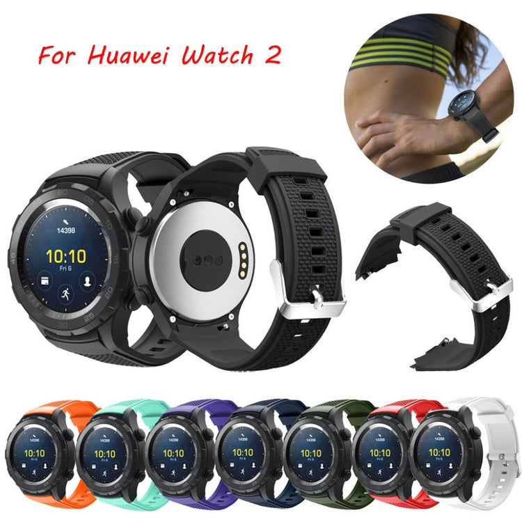 Meget nydelig Huawei Watch 2 Silikone Rem - Sort#serie_8