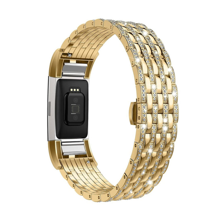 Meget skøn Fitbit Charge 2 Metal og Rhinsten Rem - Guld#serie_3