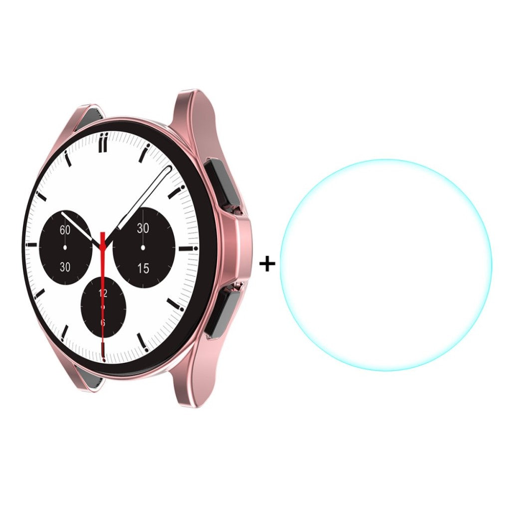 Meget Fed Samsung Galaxy Watch 4 Classic (42mm) Cover med Skærmbeskytter i Silikone og Hærdet Glas - Pink#serie_3