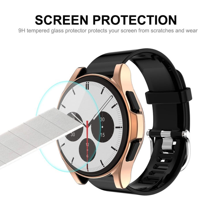 Meget Fed Samsung Galaxy Watch 4 Classic (42mm) Cover med Skærmbeskytter i Silikone og Hærdet Glas - Pink#serie_3