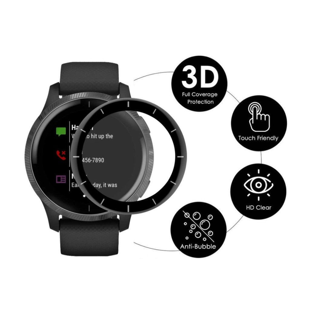 2stk Garmin Venu 2 / Garmin Vivoactive 4 Plastik  3D Kurvet Skærmbeskytter - Gennemsigtig#serie_130