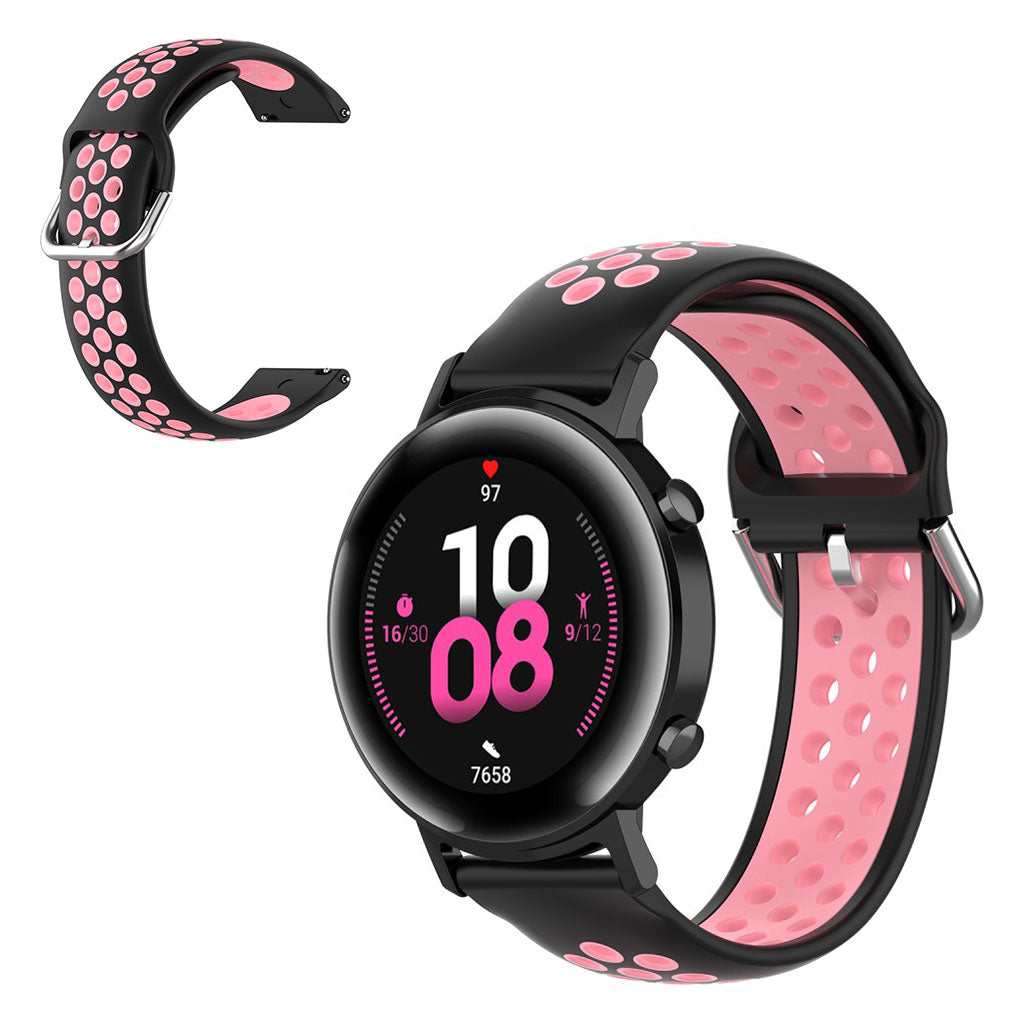 20mm Universal bi-color silicone watch strap - Black / Pink#serie_4