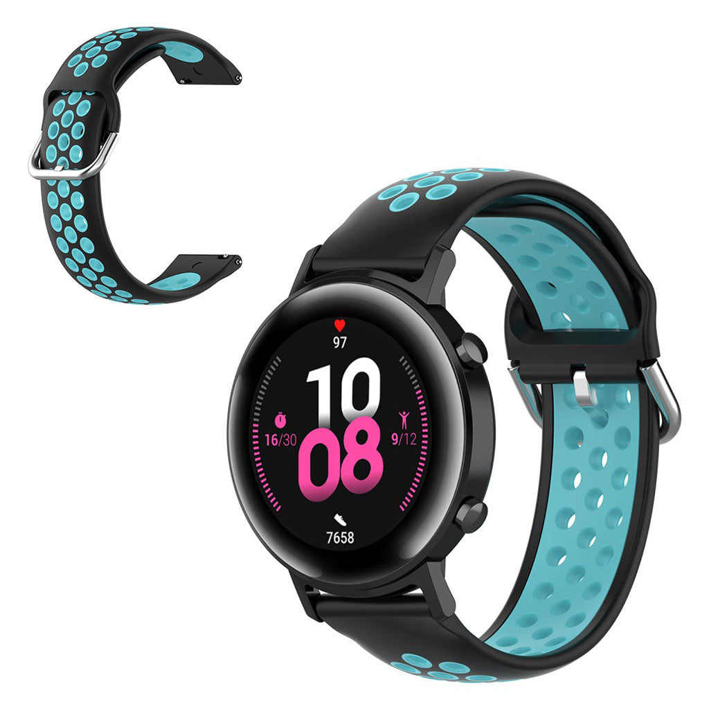 20mm Universal bi-color silicone watch strap - Black / Blue#serie_7