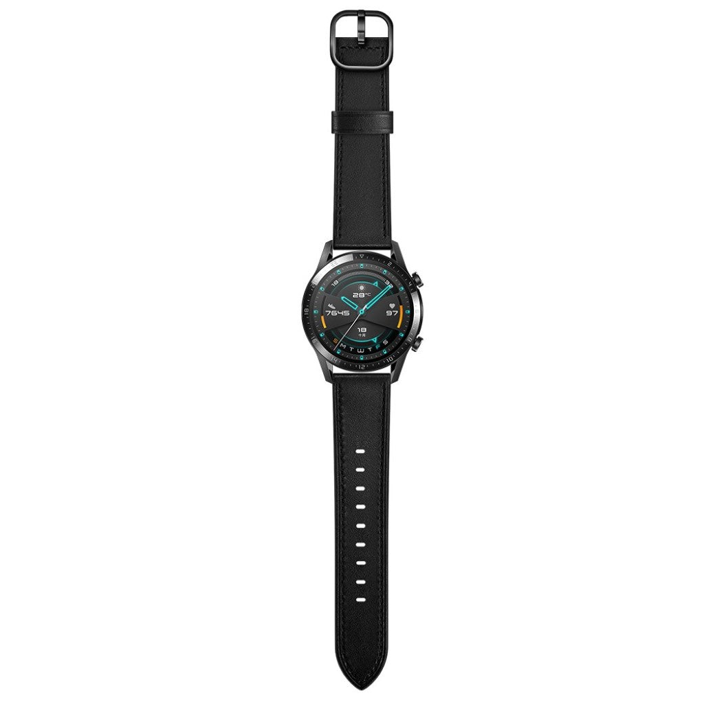  Samsung Galaxy Watch 3 (45mm) / Samsung Galaxy Watch (46mm) Ægte læder Rem - Sort#serie_1