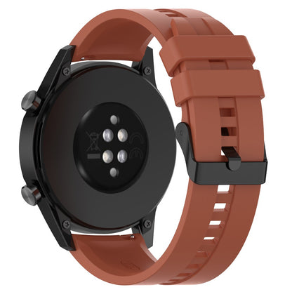 20mm Universal silicone watch strap - Black Steel Buckle / Brown#serie_12