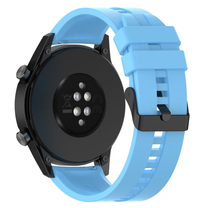 20mm Universal silicone watch strap - Black Steel Buckle / Sky Blue#serie_3