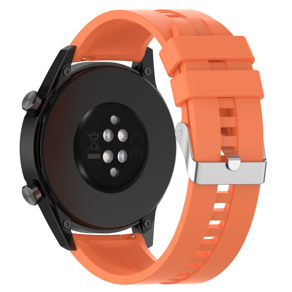 20mm Universal adjustable silicone watch strap - Silver Steel Buckle / Orange#serie_10